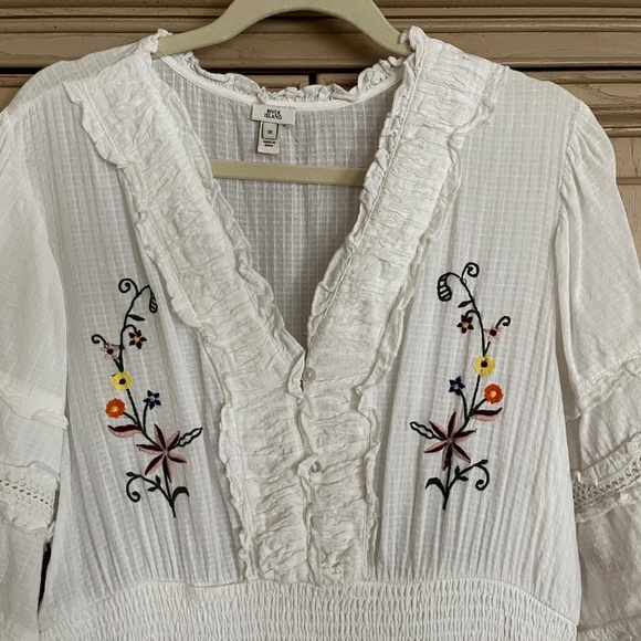 River Island White embroidered smock midi dress - Picture 4 of 6